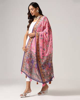 Digital print lilen blend zari dupatta for women and girls to wear on gown chaniya choli kurti etc 2