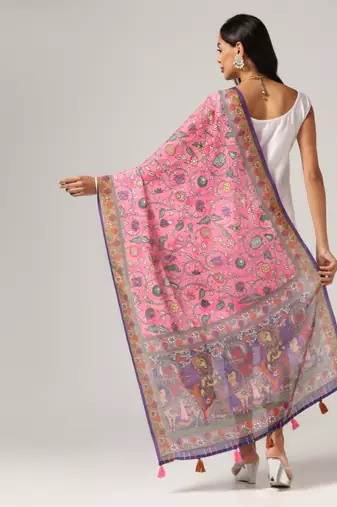 Digital print lilen blend zari dupatta for women and girls to wear on gown chaniya choli kurti etc