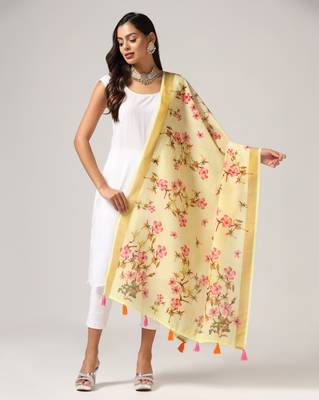 Digital print lilen blend zari dupatta for women and girls to wear on gown chaniya choli kurti etc 1