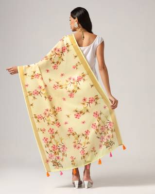 Digital print lilen blend zari dupatta for women and girls to wear on gown chaniya choli kurti etc 4