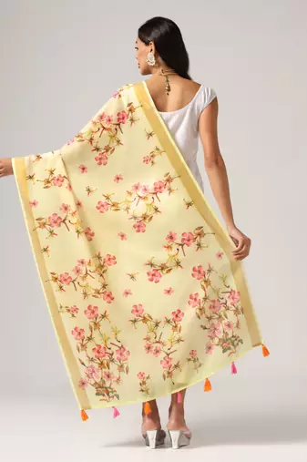 Digital print lilen blend zari dupatta for women and girls to wear on gown chaniya choli kurti etc
