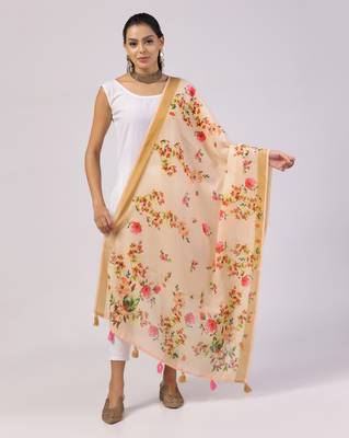 Digital print lilen blend zari dupatta for women and girls to wear on gown chaniya choli kurti etc 1