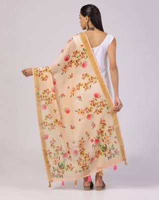 Digital print lilen blend zari dupatta for women and girls to wear on gown chaniya choli kurti etc 3