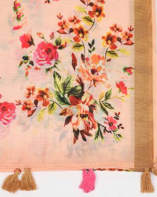 Digital print lilen blend zari dupatta for women and girls to wear on gown chaniya choli kurti etc 5