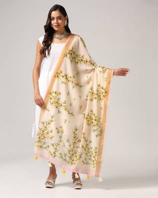 Digital print lilen blend zari dupatta for women and girls to wear on gown chaniya choli kurti etc 1
