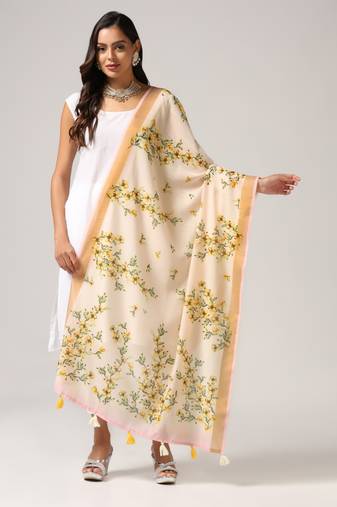 Digital print lilen blend zari dupatta for women and girls to wear on gown chaniya choli kurti etc