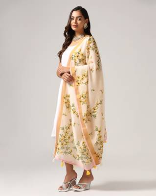 Digital print lilen blend zari dupatta for women and girls to wear on gown chaniya choli kurti etc 2
