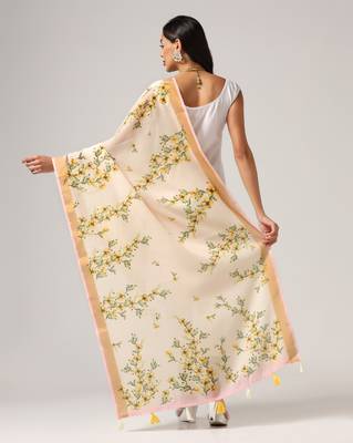 Digital print lilen blend zari dupatta for women and girls to wear on gown chaniya choli kurti etc 3