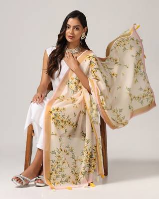 Digital print lilen blend zari dupatta for women and girls to wear on gown chaniya choli kurti etc 4