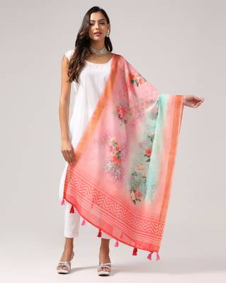 Digital print lilen blend zari dupatta for women and girls to wear on gown chaniya choli kurti etc 1