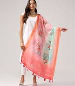 Digital print lilen blend zari dupatta for women and girls to wear on gown chaniya choli kurti etc