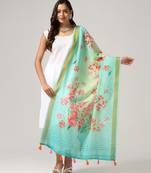 Digital print lilen blend zari dupatta for women and girls to wear on gown chaniya choli kurti etc