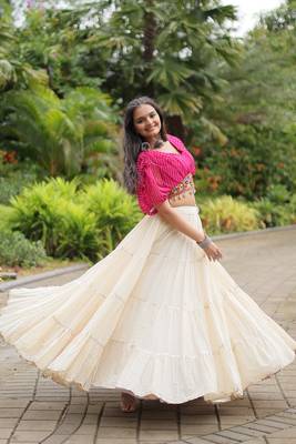 Pink Adorable Designer Readymade Cotton Lehenga choli Set for NAVRATRI -2024 1