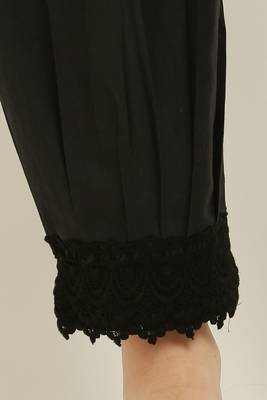 Pavonine black color afghani style lace hem cotton fabric palazzo for women 4
