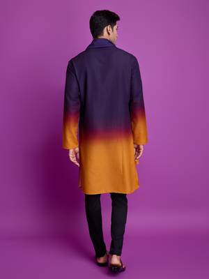 Purple & mustard rayon mirror work wedding function festival navratri party wear straight kurta with dupatta 5