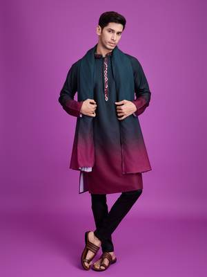 Green & maroon rayon mirror work wedding function festival navratri party wear straight kurta with dupatta 1