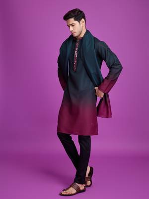 Green & maroon rayon mirror work wedding function festival navratri party wear straight kurta with dupatta 5