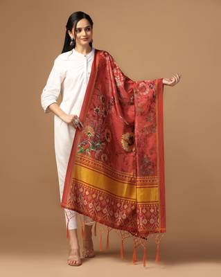 Digital print assam silk dupatta for women and girls to wear on gown chaniya choli kurti etc 1