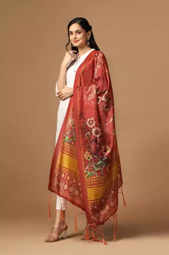 Digital print assam silk dupatta for women and girls to wear on gown chaniya choli kurti etc