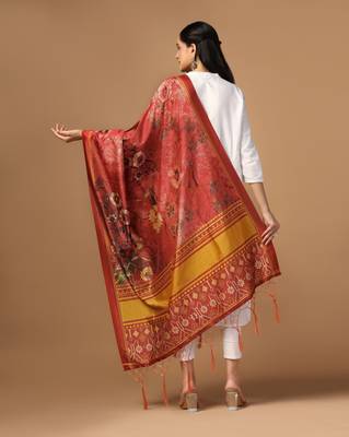 Digital print assam silk dupatta for women and girls to wear on gown chaniya choli kurti etc 3