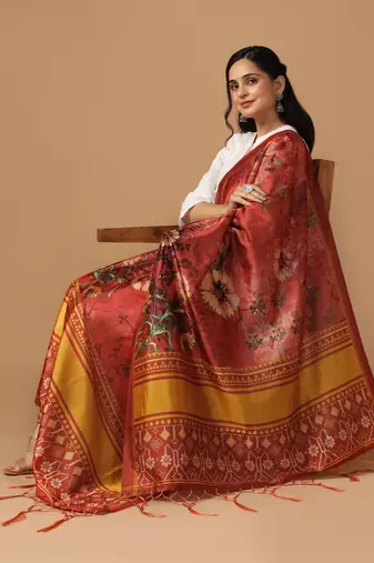 Digital print assam silk dupatta for women and girls to wear on gown chaniya choli kurti etc