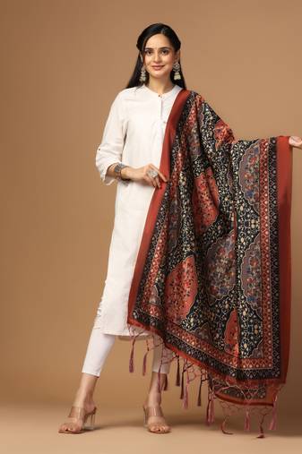 Digital print assam silk dupatta for women and girls to wear on gown chaniya choli kurti etc
