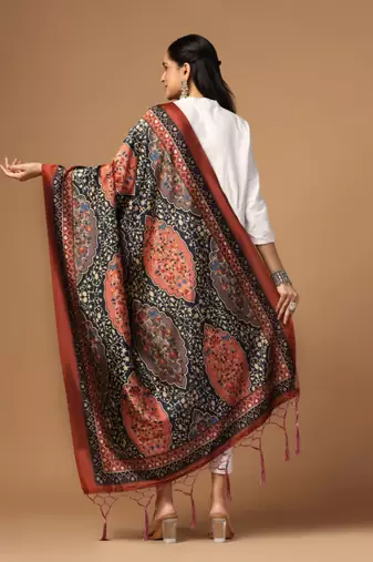 Digital print assam silk dupatta for women and girls to wear on gown chaniya choli kurti etc