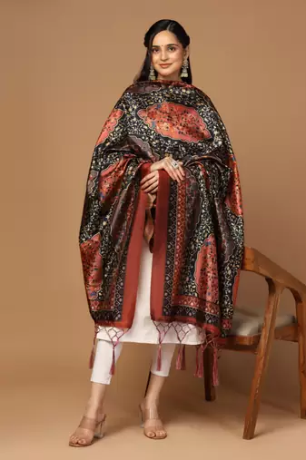 Digital print assam silk dupatta for women and girls to wear on gown chaniya choli kurti etc