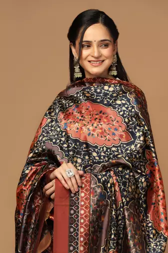 Digital print assam silk dupatta for women and girls to wear on gown chaniya choli kurti etc
