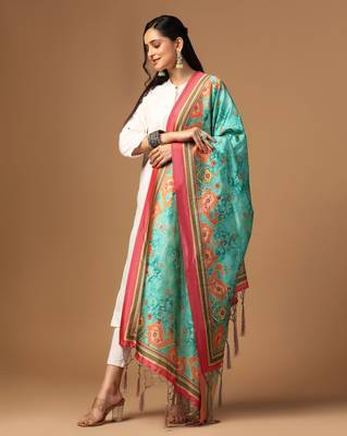 Digital print assam silk dupatta for women and girls to wear on gown chaniya choli kurti etc 3