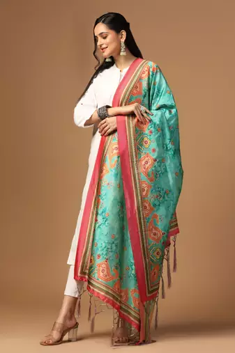 Digital print assam silk dupatta for women and girls to wear on gown chaniya choli kurti etc