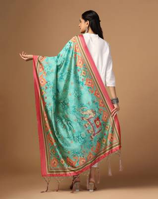 Digital print assam silk dupatta for women and girls to wear on gown chaniya choli kurti etc 5