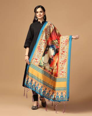 Digital print assam silk dupatta for women and girls to wear on gown chaniya choli kurti etc 1