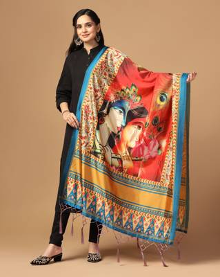 Digital print assam silk dupatta for women and girls to wear on gown chaniya choli kurti etc 2