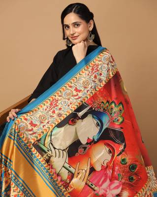 Digital print assam silk dupatta for women and girls to wear on gown chaniya choli kurti etc 3
