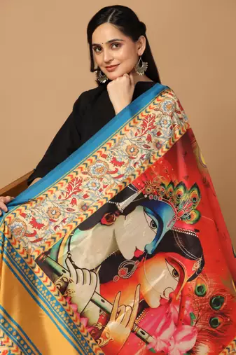 Digital print assam silk dupatta for women and girls to wear on gown chaniya choli kurti etc