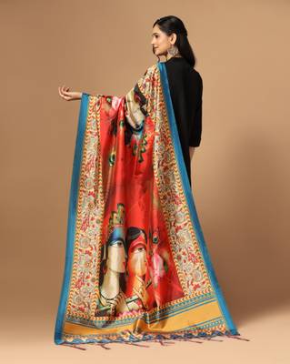 Digital print assam silk dupatta for women and girls to wear on gown chaniya choli kurti etc 4