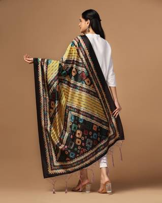 Digital print assam silk dupatta for women and girls to wear on gown chaniya choli kurti etc 4