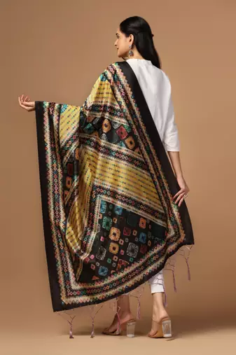 Digital print assam silk dupatta for women and girls to wear on gown chaniya choli kurti etc