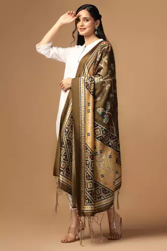 Digital print assam silk dupatta for women and girls to wear on gown chaniya choli kurti etc