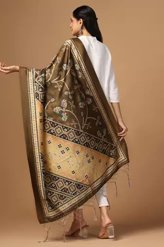 Digital print assam silk dupatta for women and girls to wear on gown chaniya choli kurti etc