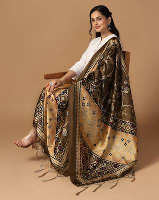 Digital print assam silk dupatta for women and girls to wear on gown chaniya choli kurti etc 4