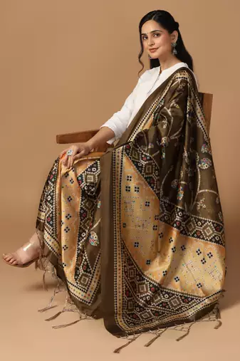 Digital print assam silk dupatta for women and girls to wear on gown chaniya choli kurti etc