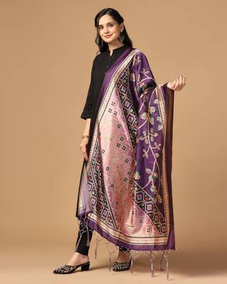 Digital print assam silk dupatta for women and girls to wear on gown chaniya choli kurti etc 2