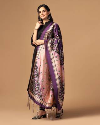 Digital print assam silk dupatta for women and girls to wear on gown chaniya choli kurti etc 3