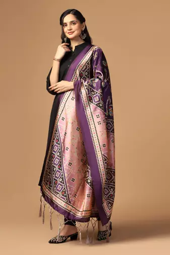 Digital print assam silk dupatta for women and girls to wear on gown chaniya choli kurti etc