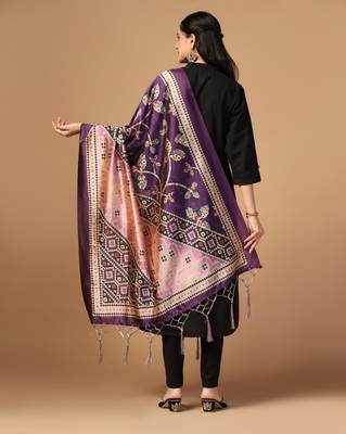 Digital print assam silk dupatta for women and girls to wear on gown chaniya choli kurti etc 4