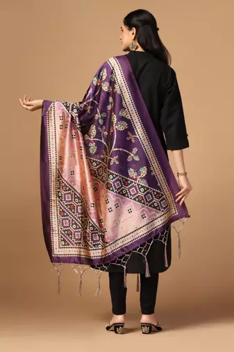 Digital print assam silk dupatta for women and girls to wear on gown chaniya choli kurti etc