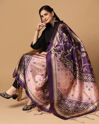 Digital print assam silk dupatta for women and girls to wear on gown chaniya choli kurti etc 5