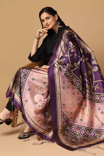 Digital print assam silk dupatta for women and girls to wear on gown chaniya choli kurti etc